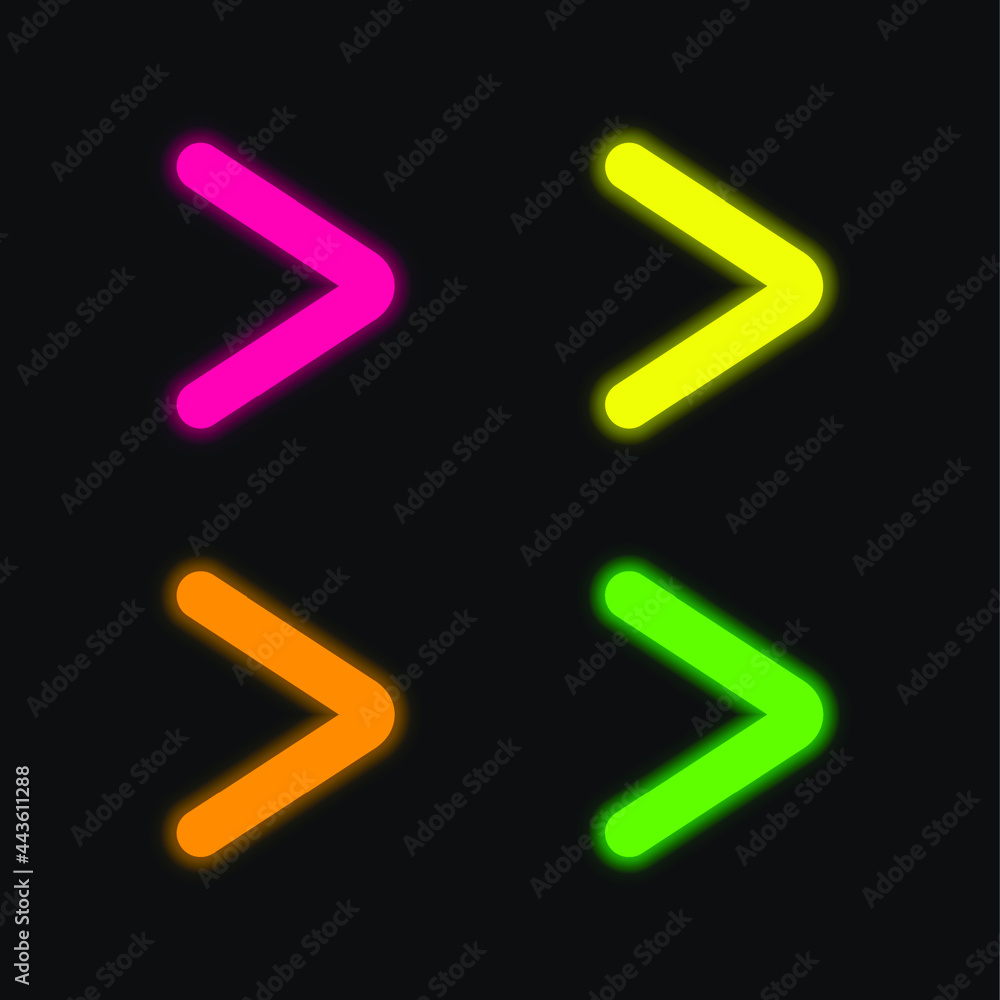 Arrow Angle Pointing To Right four color glowing neon vector icon Arrow Angle Pointing To Right four color glowing neon vector icon