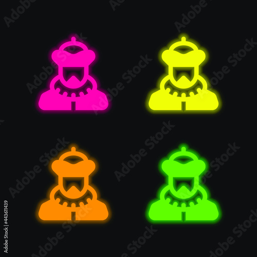 Baron four color glowing neon vector icon