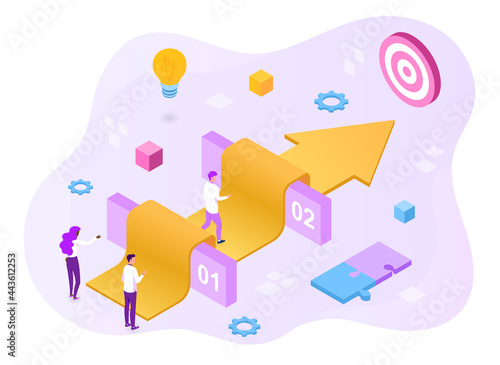 Concept of overcoming obstacles and finding the right way to achieve the goal