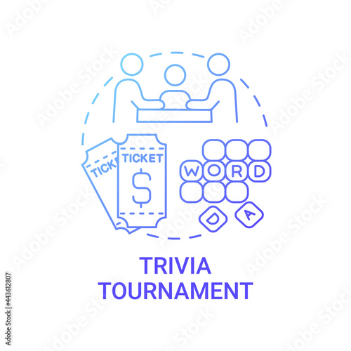 Trivia tournament fundraiser concept icon. Fundraising abstract idea thin line illustration. Charge money for tickets. Holding trivia night. Pub quizzes. Vector isolated outline color drawing