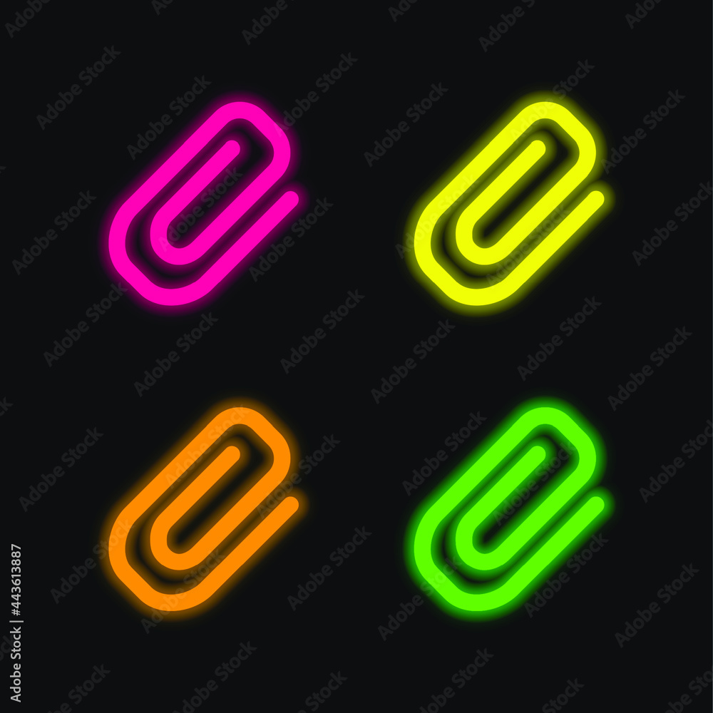 Attachment Diagonal Symbol Of A Paperclip four color glowing neon vector icon Attachment Diagonal Symbol Of A Paperclip four color glowing neon vector icon