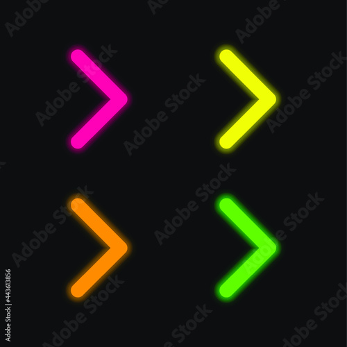 Arrow Point To Right four color glowing neon vector icon