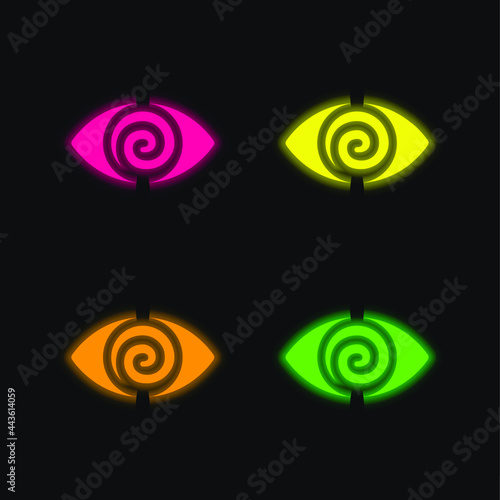 Addiction four color glowing neon vector icon