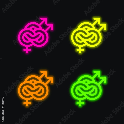 Bisexual four color glowing neon vector icon