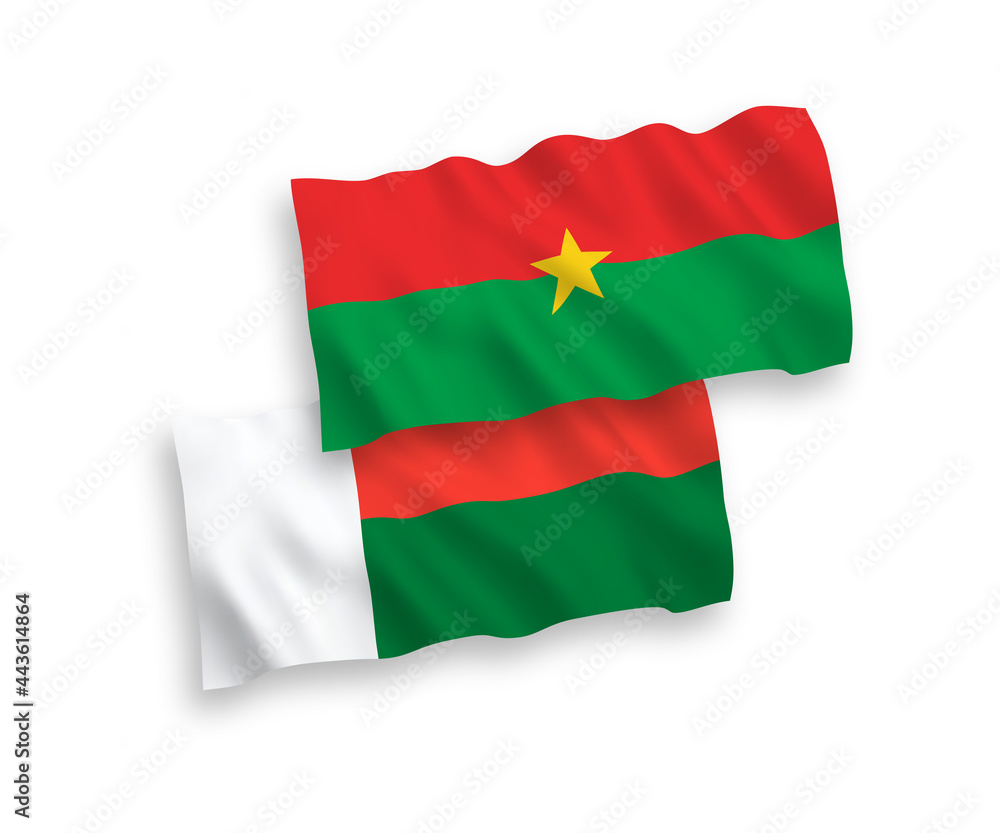 Flags of Burkina Faso and Madagascar on a white background Flags of Burkina Faso and Madagascar on a white background