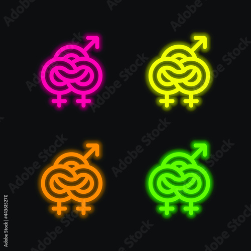 Bisexual four color glowing neon vector icon