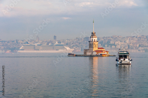 Maiden Tower and Istanbul view from Uskudar Coast. Istanbul is populer tourist destination in Turkey.