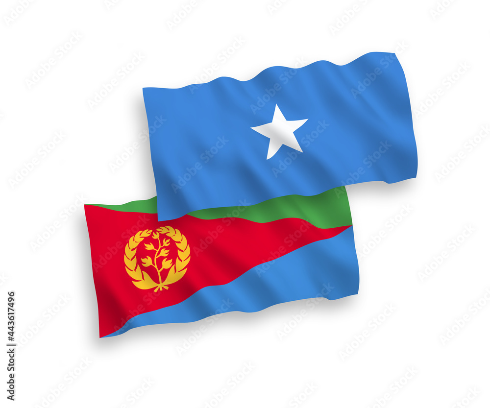 Flags of Eritrea and Somalia on a white background Flags of Eritrea and Somalia on a white background