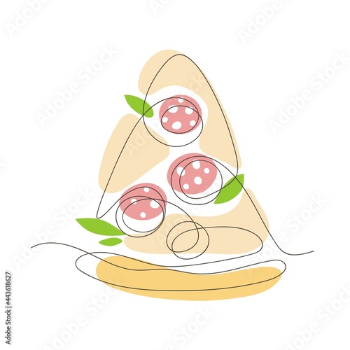 A fragment of pizza. Italian Cuisine. Minimalistic graphics.