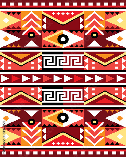 Geometric tribal seamless vector pattern - Peruvian carpet style, Aztec textile or fabric print 2x3 format 
