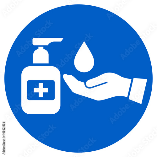 Hand sanitizing station vector icon, please sanitize your hands