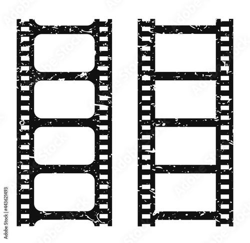 Grunge film strip cartoon, movie reel icon