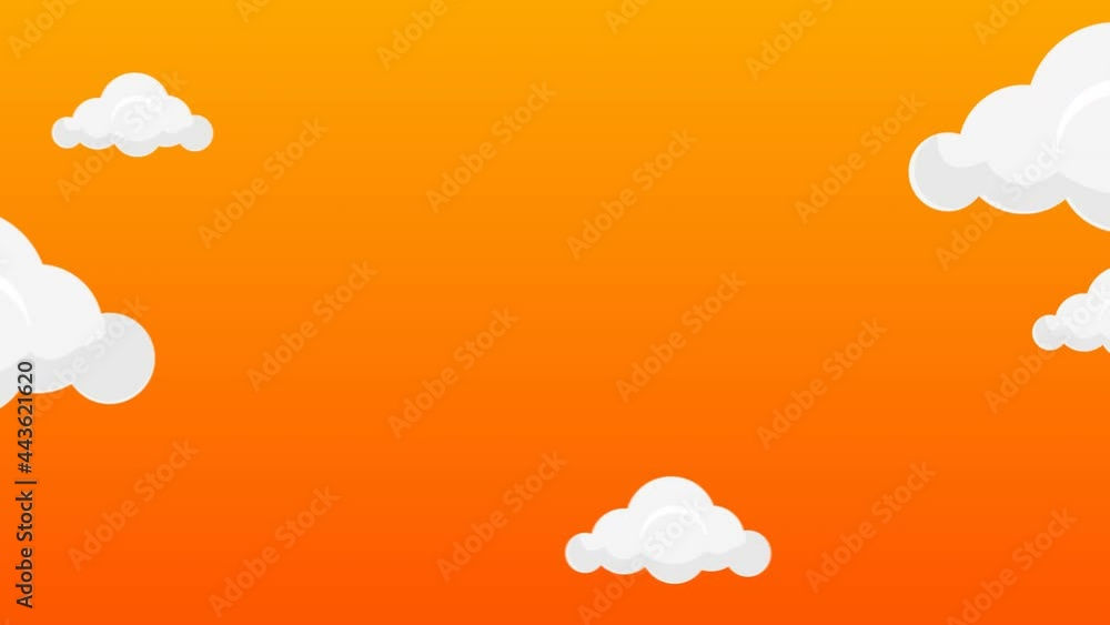 White clouds moving on Yellow and orange clean sky background in high