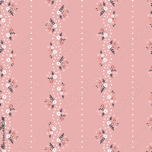 Lovely hand drawn floral seamless pattern, cute doodle flowers and dotted lines, great for textiles, wrapping, banners, cloth, surface - vector design