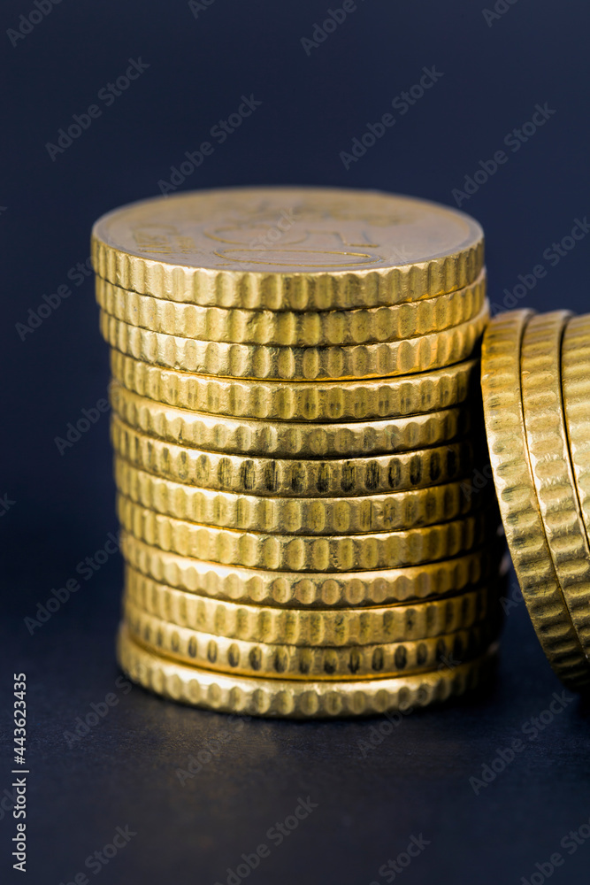 stacked a large number of European coins stacked a large number of European coins