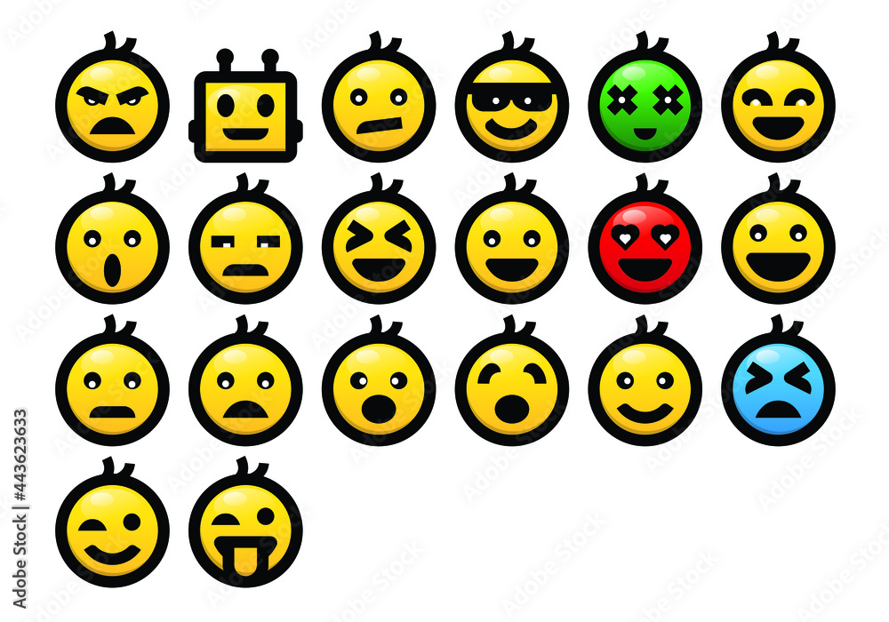 Obraz premium Emoji icons set face expression emoticons