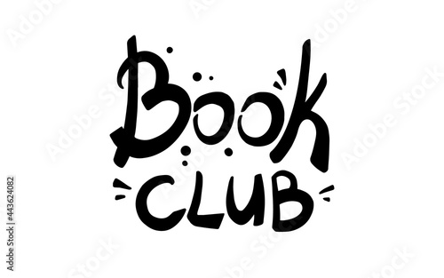 Book club lettering outline hand drawn vector. Logo text poster