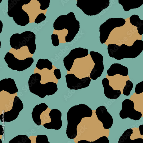 Abstract modern leopard seamless pattern. Animals trendy background. Green and beige decorative vector stock illustration for print, card, postcard, fabric, textile. Modern ornament of stylized skin