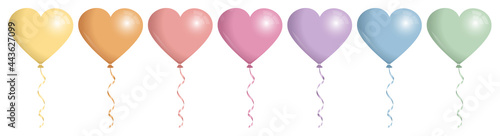 Sieben Luftballons Herzen Retrofarben