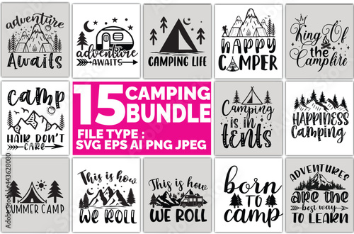 camping bundle t shirt design.