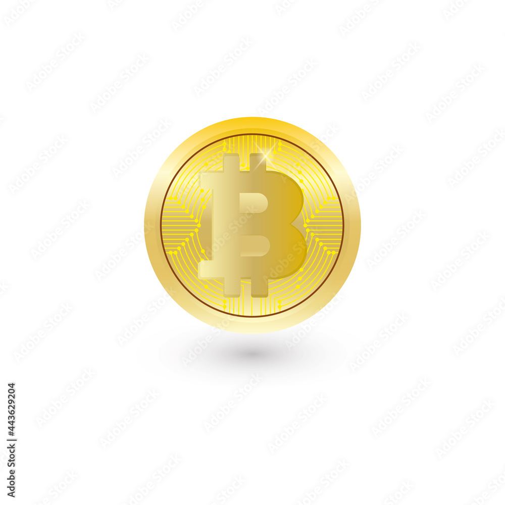 Bitcoin realistic crypto coin icon. Vector illustration eps 10 Bitcoin realistic crypto coin icon. Vector illustration eps 10