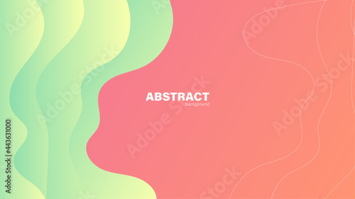 Abstract pink and green fluid shape modern background with copy space, vector.