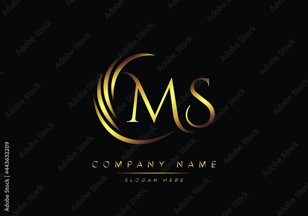 © Ashir - alphabet letters MS monogram logo, gold color elegant classical © Ashir - alphabet letters MS monogram logo, gold color elegant classical