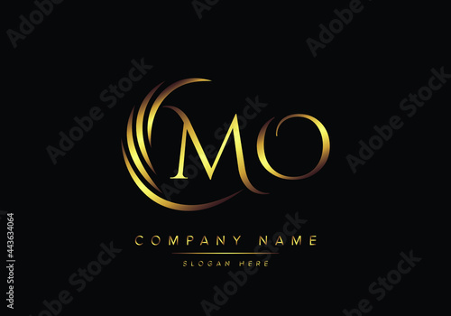 alphabet letters MO monogram logo, gold color elegant classical photo