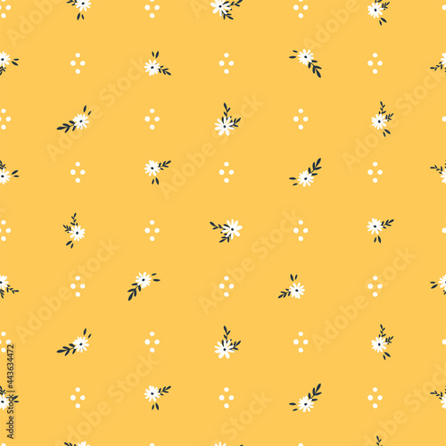 Lovely hand drawn floral seamless pattern, cute doodle flowers and dotted lines, great for textiles, wrapping, banners, cloth, surface - vector design