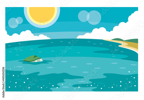 海と太陽のイラスト素材