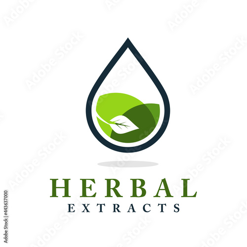 water drop icon logo with herbs in it