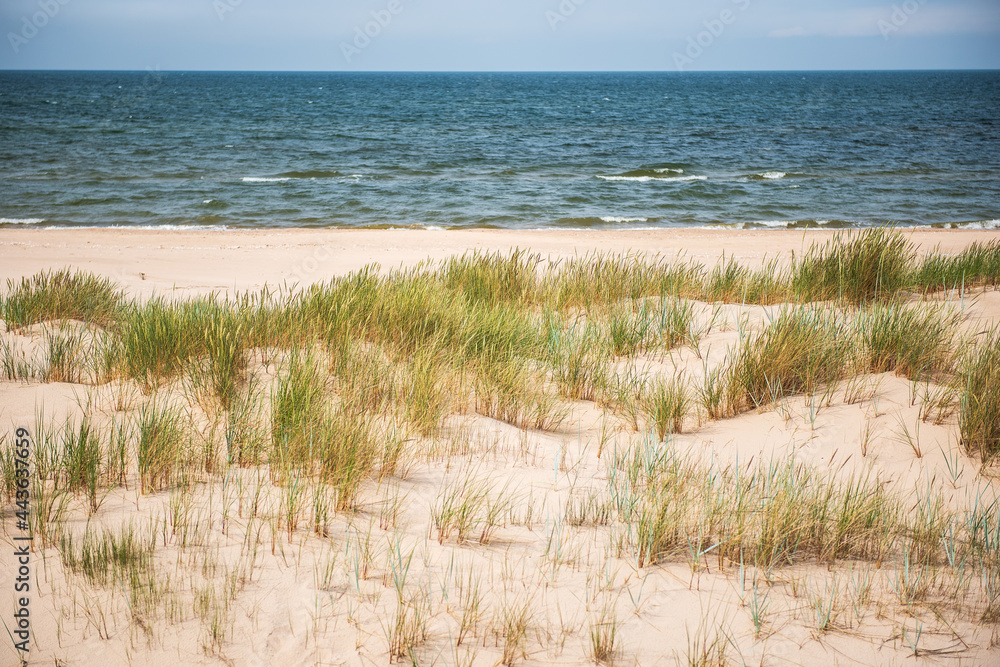 Baltic Sea and the dunes at Irbe river estuary.