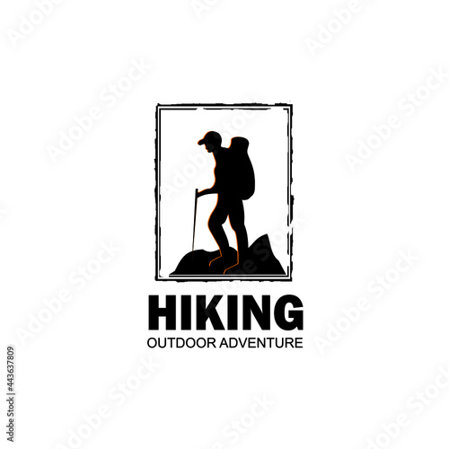 Hiking Logo Template. Vector Illustration Emblem Design