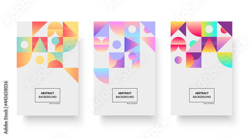 Portfolio geometric abstract design vector set. Design for wallpaper, background, wall decor, cover, print, card, branding. Vector illustration.