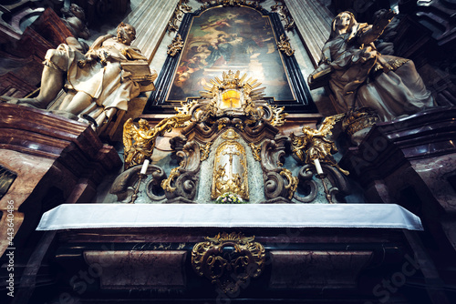 Prague, Czech Republic- May 28, 2017: Saint Nicolas cathedral in Mala Strana, detail of interior photo