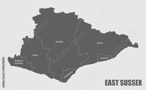 East Sussex county administrative map