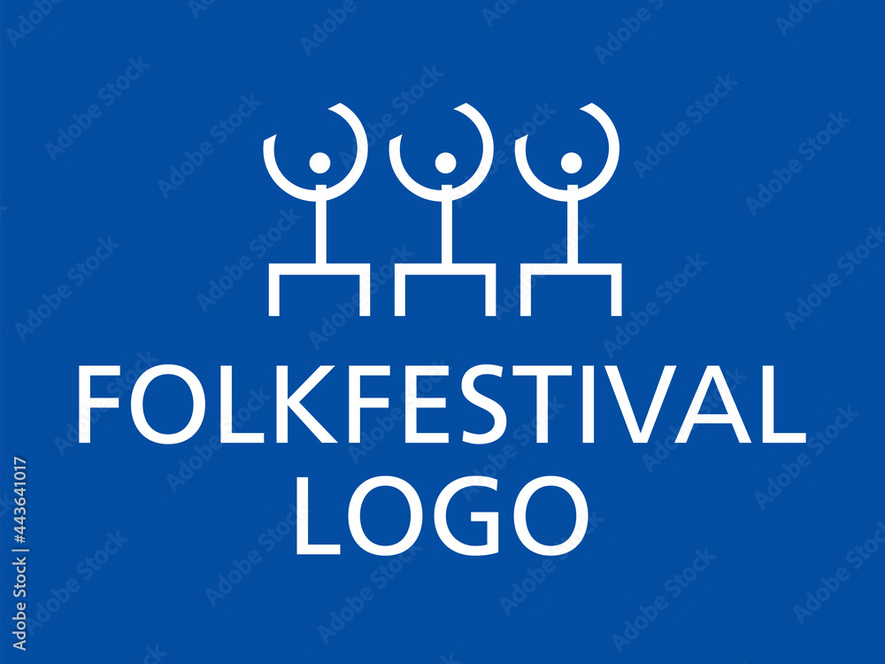 Folk festival logo. Characters of people dancing. Identity design