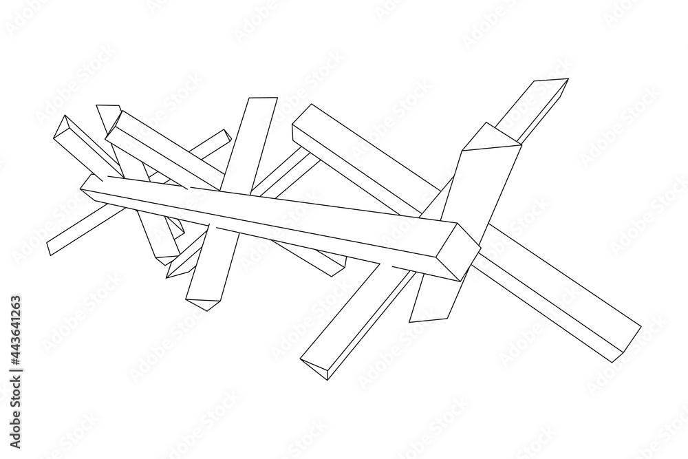 Hedgehog antitank defence. Wireframe low poly mesh vector illustration. Hedgehog antitank defence. Wireframe low poly mesh vector illustration.