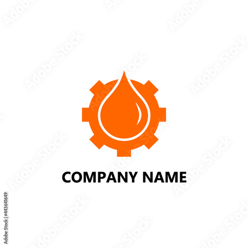 Oil Water Drop Gear Icon Logo