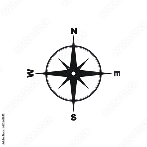 Vector compass rose with North, South, East and West indicate