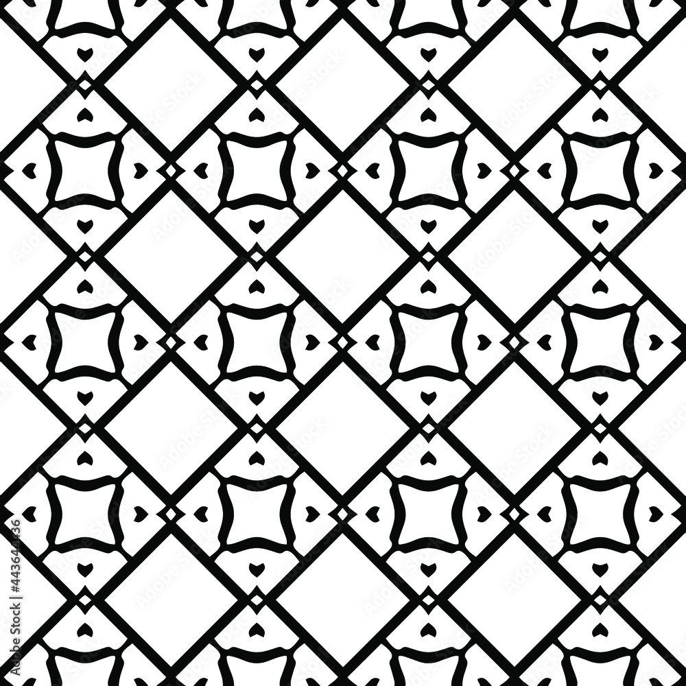 Fototapeta premium floral seamless pattern background.Geometric ornament for wallpapers and backgrounds. Black and white pattern. 