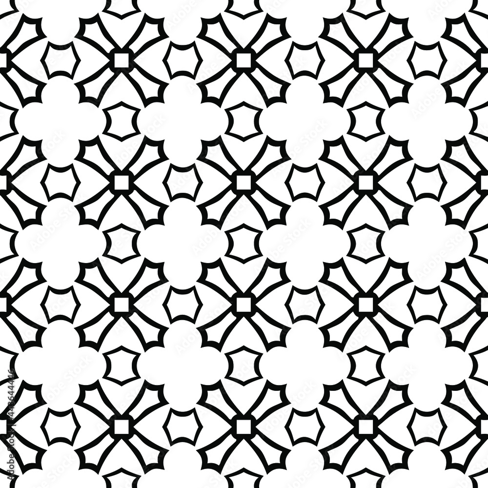 Naklejka premium floral seamless pattern background.Geometric ornament for wallpapers and backgrounds. Black and white pattern. 