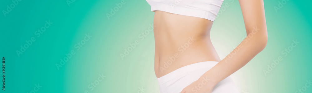 Beautiful sexy body woman with lines and curve with weight loss, skin of waist and cellulite, diet for health, shape body and belly wellness, beauty and healthy care, bodeycare and lifestyles concept.