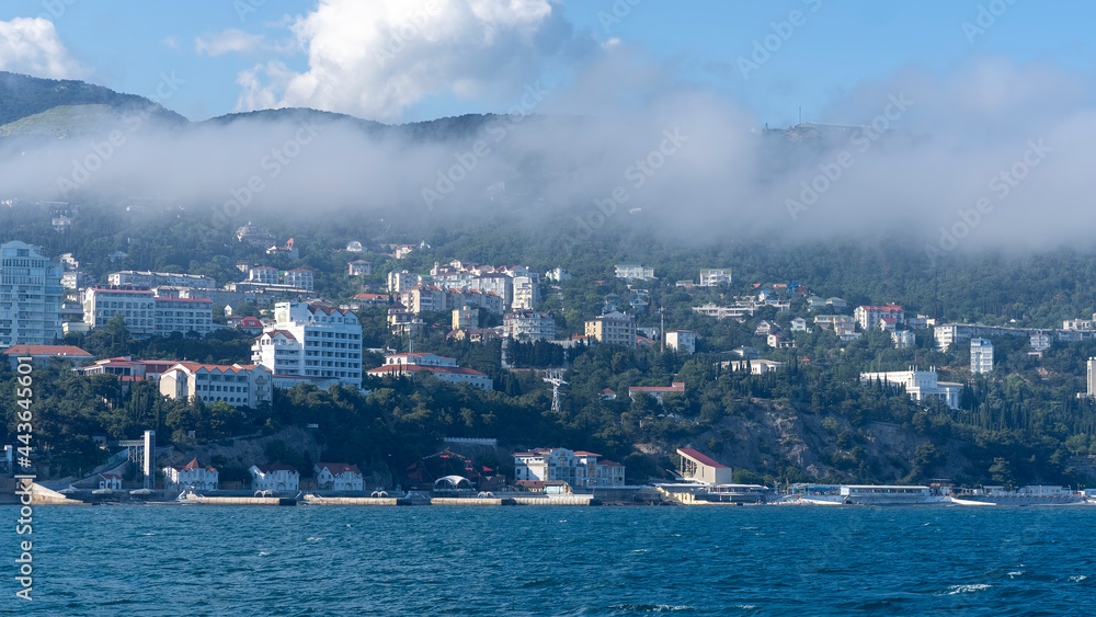 Seascape with a view of the coastline of Yalta
