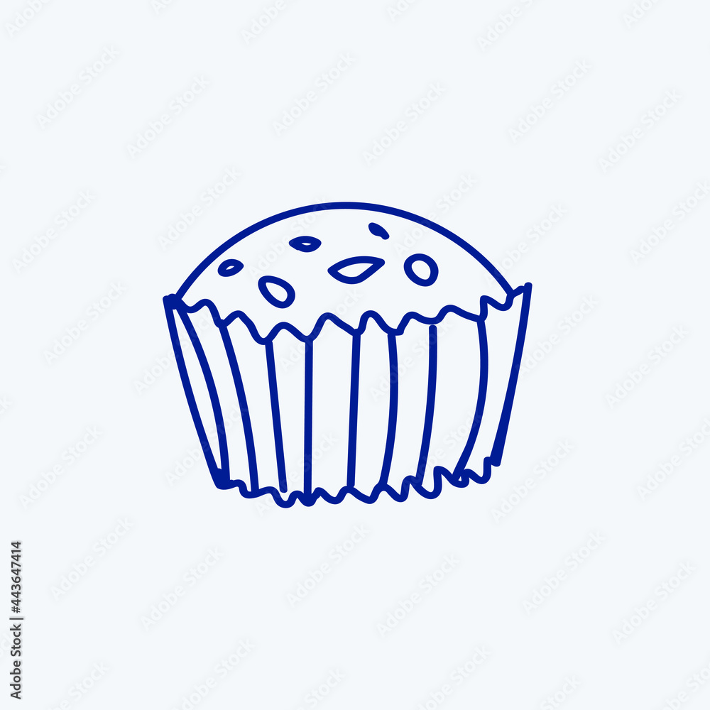 illustration in doodle style. Hand-drawn cake, blue line. illustration in doodle style. Hand-drawn cake, blue line.