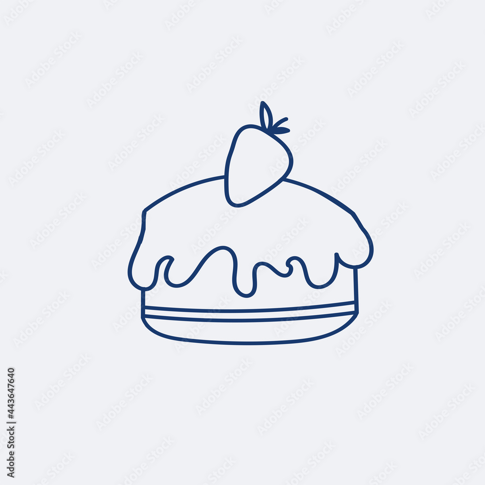 illustration in doodle style. Hand-drawn cake, blue line. illustration in doodle style. Hand-drawn cake, blue line.