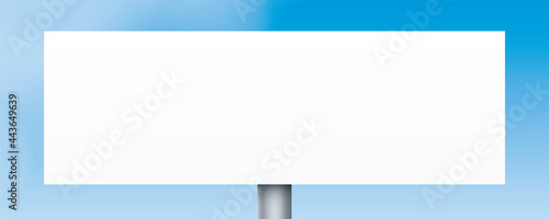 Wide billboard standing on a blue sky background. Vector mock-up of an advertising banner with copy space.