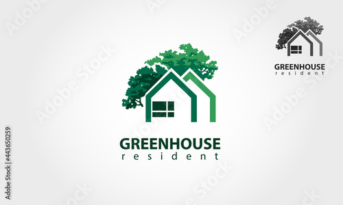 Green House Vector Logo Template. This logo symbolizes a neighborhood, protection, peace, growth, and care or concern to development, or some things that close with nature, ecological and environment.