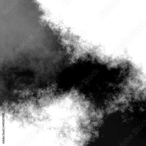 Black and white background with clouds or smog motif. Abstract pattern. Ink on paper texture. 