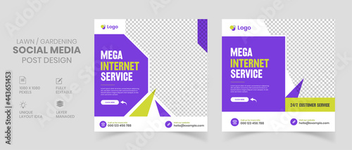 Mega internet service social media post template design